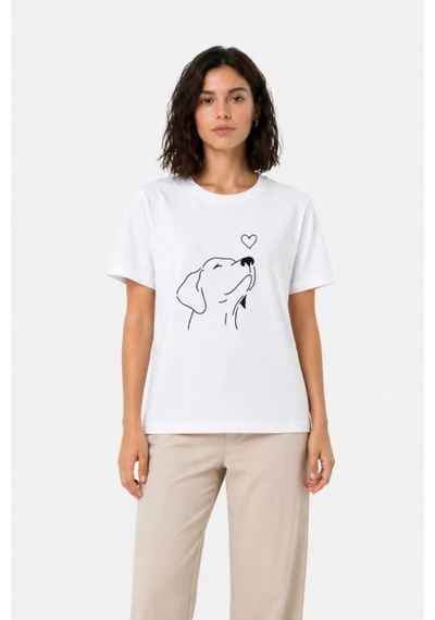 Butik İstanbul Köpek Figürlü Minimal Baskılı Tişört Kısa Kol Yazlık T-shirt - Beyaz Butik İstanbul Köpek Figürlü Minimal Baskılı Tişört Kısa Kol Yazlık T-shirt - Beyaz
