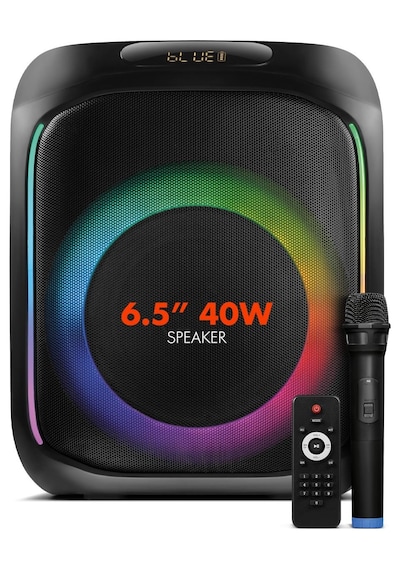 Powerway MIO Taşınabilir Mikrofonlu 40 W Parti Karaoke Kumandalı Bluetooth Hoparlör Led Işıklı