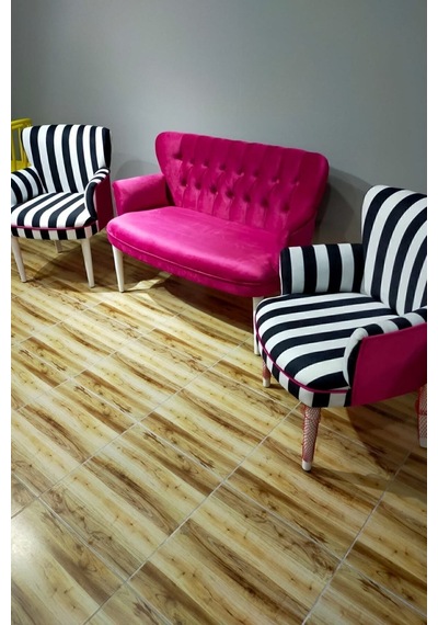Azra Mobilya Siyah Beyaz Çizgili Çay Seti Koltuk Takımı Salon Balkon Kafe Ofis Kollu Oturma Grubu Siyah - Beyaz