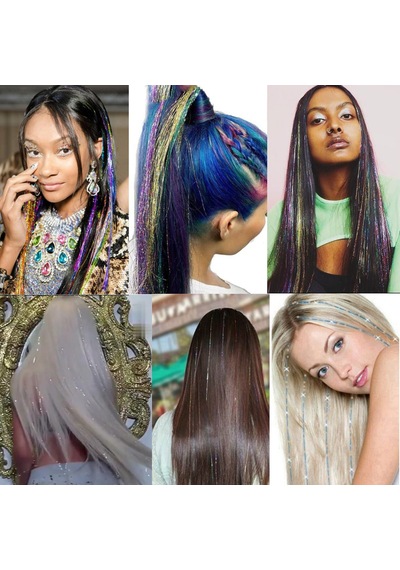 Hair Tinsel - Saç Simi - Yeşil Çok Renkli
