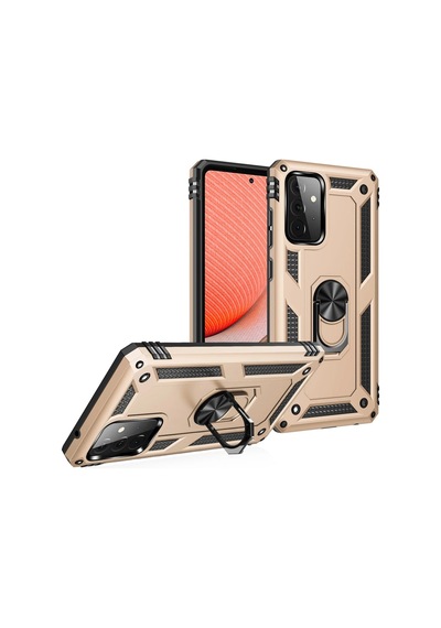 Newface - 497 - Samsung Galaxy Uyumlu A72 Kılıf Sofya Yüzüklü Silikon Kapak - Csmo-tex - - Gold