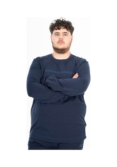 Maraton Sportswear Büyük Beden Erkek Bisiklet Yaka Takma Kol Basic Açık Lacivert Sweatshirt 22420-açık Lacivert