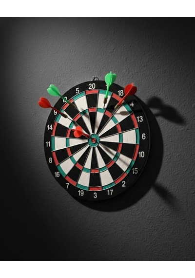 Mey İthalat 17 İnç Dart Tahtası Sağlam Ahşap Gövde Ve Metal İğneli Dart Okları