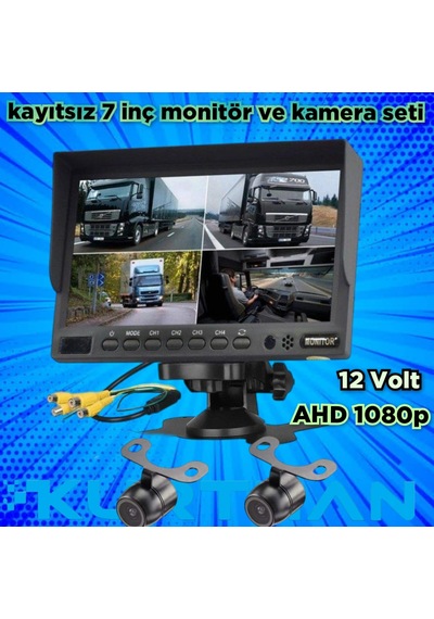 7 İnç Kayıtsız Ekran 2 Adet Ahd 1080p Kamera Seti 12 Volt
