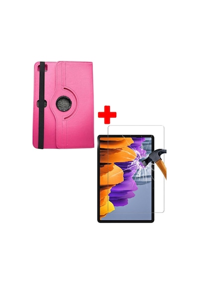 Matepad Se Ags5-w09 Universal Kancalı Tablet Kılıfı + Nano Esnek Ekran Koruyucu Pembe