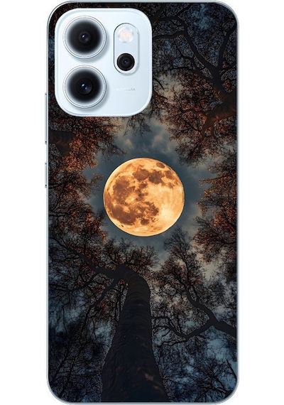 Oppo Reno 14f Uyumlu Ay Gökyüzü Baskılı Silikon Kılıf Renkli