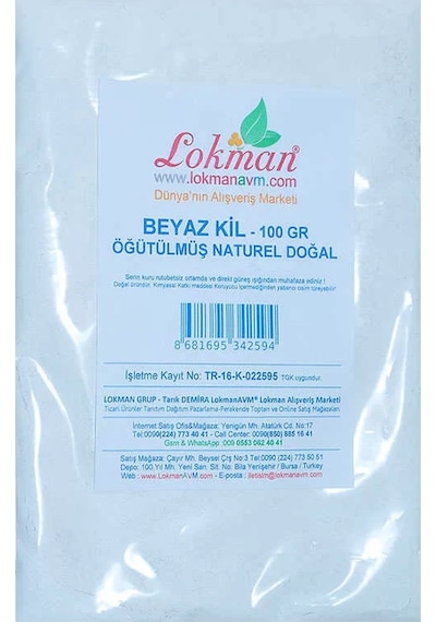 Beyaz Kil Öğütülmüş Doğal Saf Naturel 100 Gr Paket