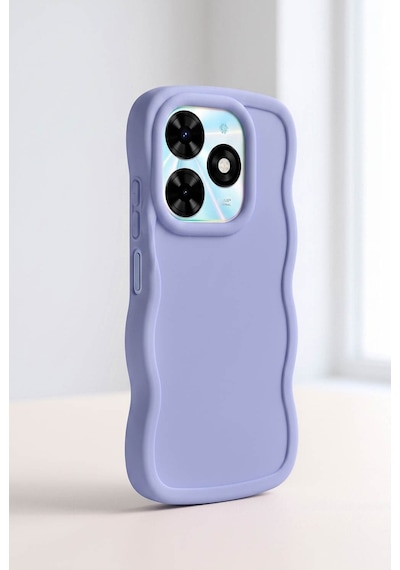 Tecno Spark Go 2024 / Smart 8 / Spark 20 / Hot 40i Uyumlu Dalgalı Tasarım Kamera Korumalı Mat Silikon Telefon Kılıfı-54205 Mor