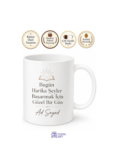 Kişiye Özel İlham Köşesi Baskılı Kupa Bardak İsimli Hediye Beyaz / Çok Renkli