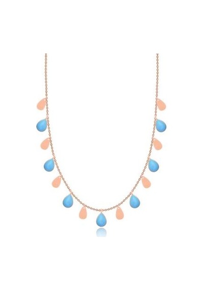Diamond Line-Gülaylar - Pembe Altın 14 Ayar Firuze Taş Kolye N11.24988