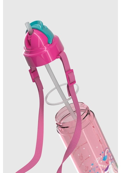 Renga Migo Desenli 630 Ml Askılı Pipetli Tritan Çocuk Matara 912143 Pembe Pembe