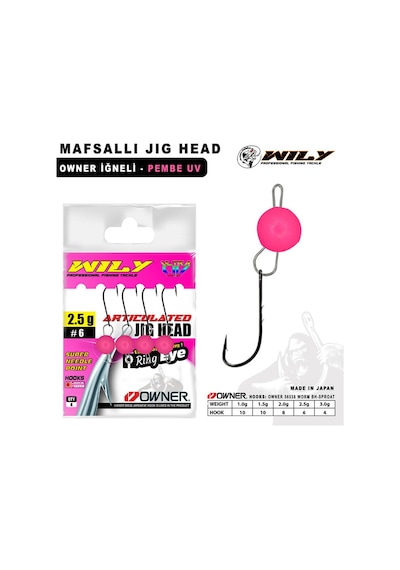 Wily Mafsallı Pembe Uv Head Jighead 1gr No:10