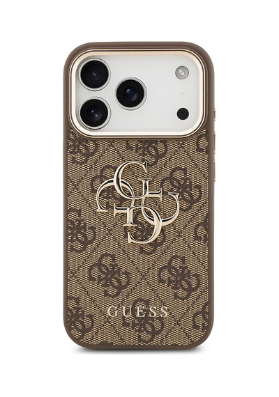 Apple iPhone Uyumlu 18 Pro Max Kılıf Guess Lisanslı Gold Çerçeveli Metal Büyük 4g Ve Yazı Logolu Kapak Kahverengi Apple iPhone Uyumlu 18 Pro Max Kılıf Guess Lisanslı Gold Çerçeveli Metal Büyük 4g Ve Yazı Logolu Kapak Kahverengi