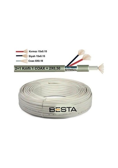 100 Metre 2+1 0,22 Cctv Kamera Kablosu Kd-1381