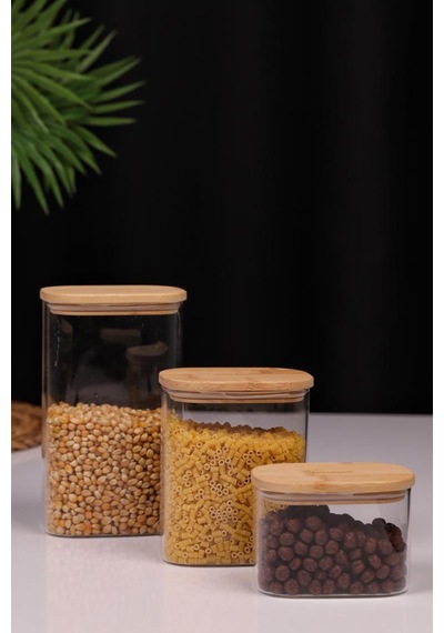 Bambum Multy - Bambu Kapaklı Cam Saklama Kabı 600ml