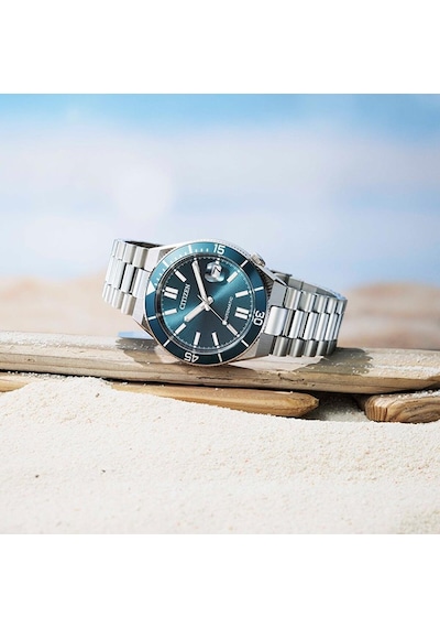 Citizen Tsuyosa Shore Petrol Blue Nj0231-56l Otomatik Erkek Kol Saati Metalik Gri