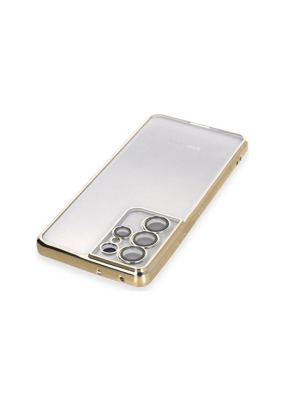 Tedar Samsung Galaxy Uyumlu S21 Ultra Kılıf Razer Lensli Silikon - Gold Najmaddin standart