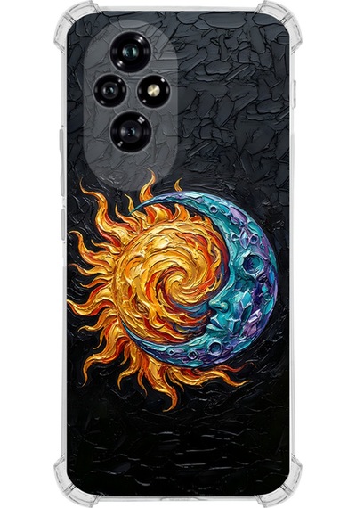 Huawei Honor 200 İle Uyumlu Köşe Korumalı Kılıf Metamorfoz Kozmik Dans Tasarımlı Uv Baskılı Şeffaf