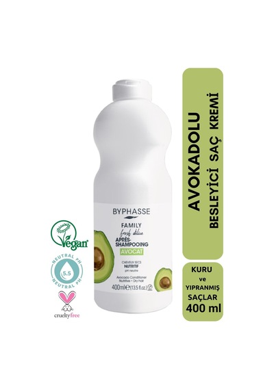 Byphasse Family Fresh Avokado Özlü Besleyici Saç Kremi 400 ML