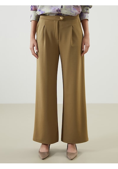 Lcw Vision Kahverengi Loose Fit Krep Kadın Pantolon