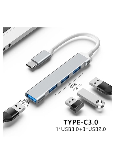 Abatech Type-c 4 Port Usb 3.0 Laptop Telefon Uyumlu Çoklayıcı Hub