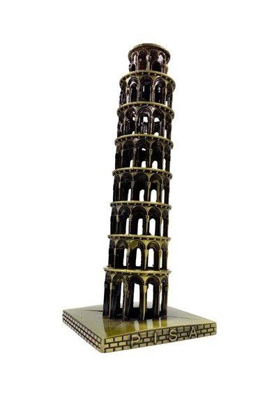 Vintage Metal İtalya Pisa Kulesi Biblo Antik Bronz 20 Cm