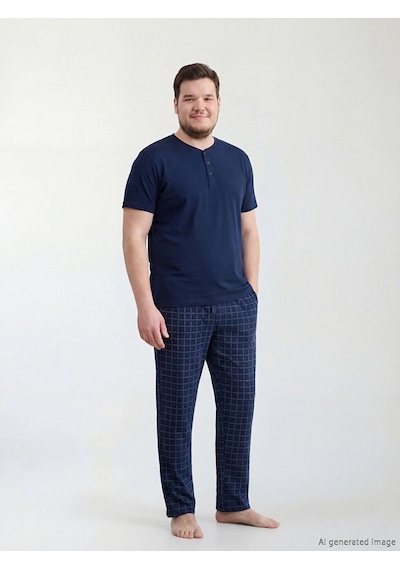 Lc Waikiki Lc Waıkıkı Lacivert Standart Kalıp Ekose Erkek Pijama Alt