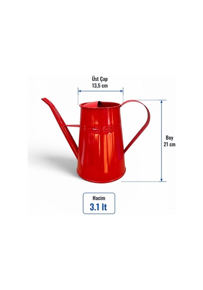 Bitki Sulama Kabı Galvaniz Metal 3,1 Litre Kırmızı Genel