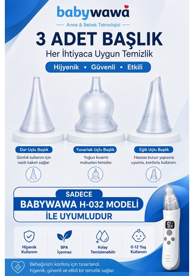 Babywawa H-032 3'lü Silikon Burun Aspiratörü Yedek Başlık Seti
