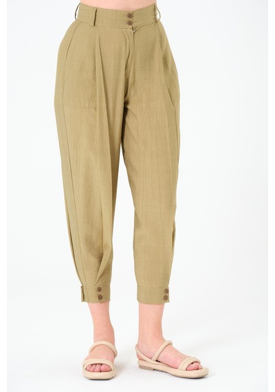 Sortie Collection Paça Düğmeli Pantolon Haki