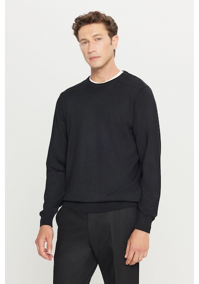 AC&Co / Altınyıldız Classics Erkek Sıyah Yünlü Standart Fit Normal Kesim Bisiklet Yaka Triko Basic Kazak Siyah AC&Co / Altınyıldız Classics Erkek Sıyah Yünlü Standart Fit Normal Kesim Bisiklet Yaka Triko Basic Kazak Siyah