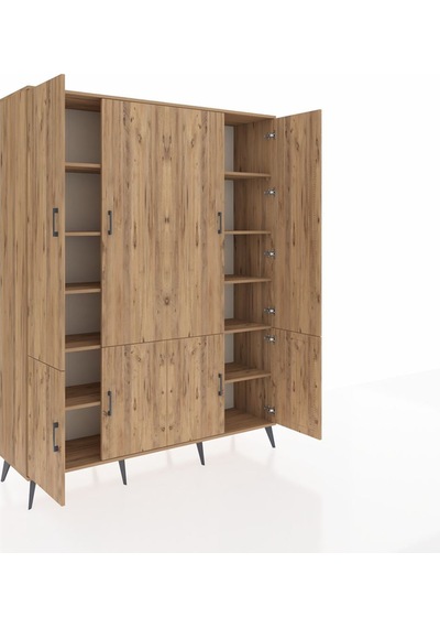 Hyperion Gardrop 10 Raflı 8 Kapaklı 176x44x221 Çam-çam Çam