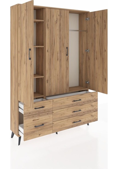 Arges Dolap 5 Raflı 5 Çekmeceli Tek Askılı 132x30x195 Çam-çam/çam Atlas Çam/atlas Çam Arges Dolap 5 Raflı 5 Çekmeceli Tek Askılı 132x30x195 Çam-çam/çam Atlas Çam/atlas Çam