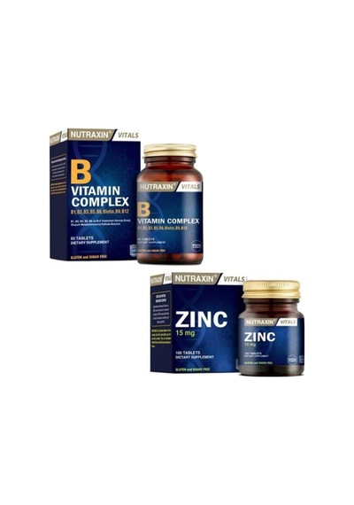 B Vitamin Complex 60 Tablet Cilt, Saç, Tırnak Sağlığı Için Çinko Takviyesi 15 Mg 100 Tablet