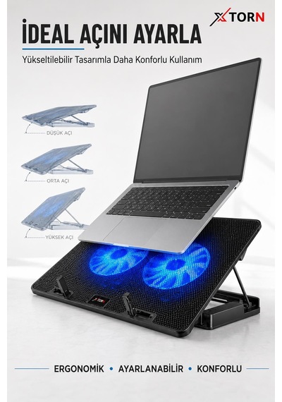 Torn Laptop Soğutucu Çift Fanlı Ayarlanabilir Dizüstü Bilgisayar Soğutma Fanı