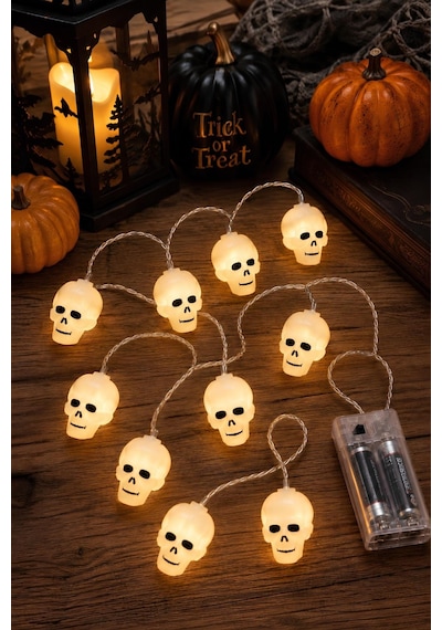 10'lu Kurukafa Led Işık Halloween Cadılar Bayramı Tavan Ve Dekor Süsü Renkli