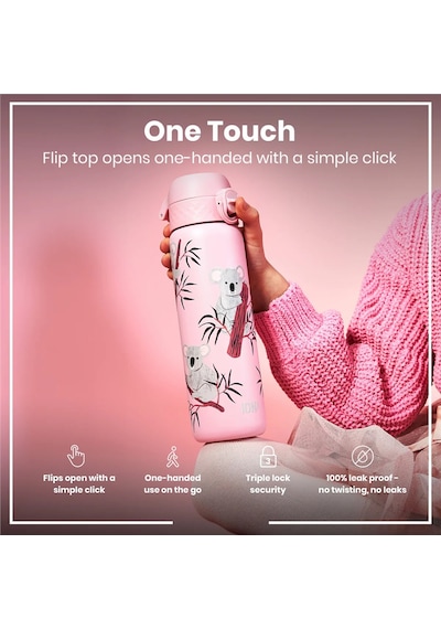 Ion8 - İnce Su Termosu - Koala - 500 Ml - Sızdırmaz Çok Renkli