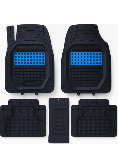 Renault Kango Combi 2002 Uyumlu 3 Cm Havuzlu 5 Parça Set 3d Paspas Takımı Siyah - Mavi