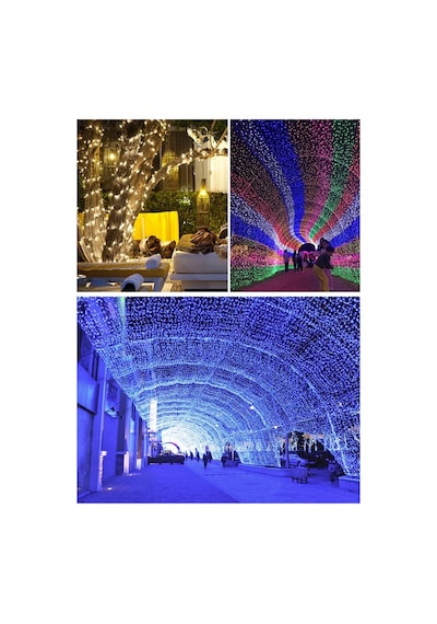 Yılbaşı Noel Işığı 20 Metre Siyah Kablo 200 Led Işık Lamba Su Geçirmez 220 V Fişli Mavi