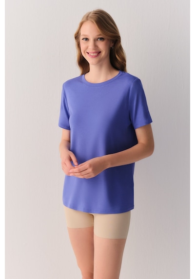 Suwen Essence Nights Modal T-shirt Sh26901607c015 Mavi