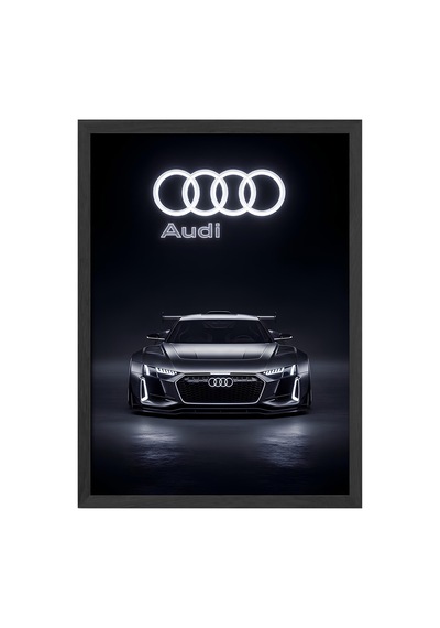 Audi R8 Siyah Ahşap Çerçeveli Poster, Dekoratif Araba Duvar Tablosu