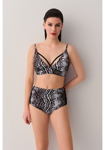 Suwen Savage Tül Detaylı Yüksek Bel Bikini Alt Sb2543513061306 Renkli Desenli