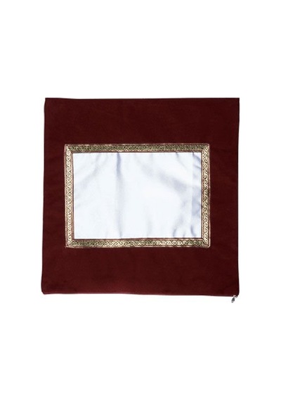 Sublimasyon Kadife Kare Yastık - Bordo Beyaz
