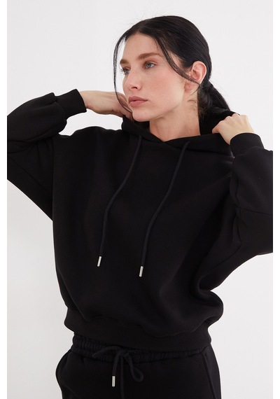 Fullamoda 3 İplik Basic Kapüşonlu Jogger Eşofman Takımı Siyah