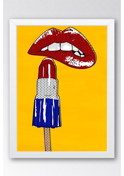 Kırmızı Dudaklar Ve Dondurma Çerçeveli Tablo - Pop Art Poster Tablo