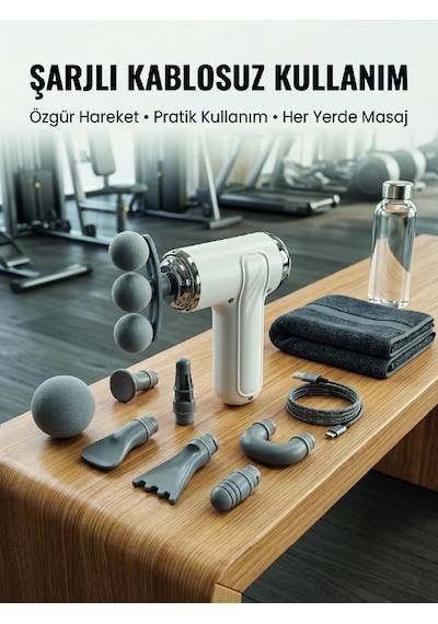 Taşınabilir Şarjlı Kas Masaj Tabancası Derin Doku Masajı İçin 8 Başlıklı Profesyonel Cihaz Çok Renkli 95673807