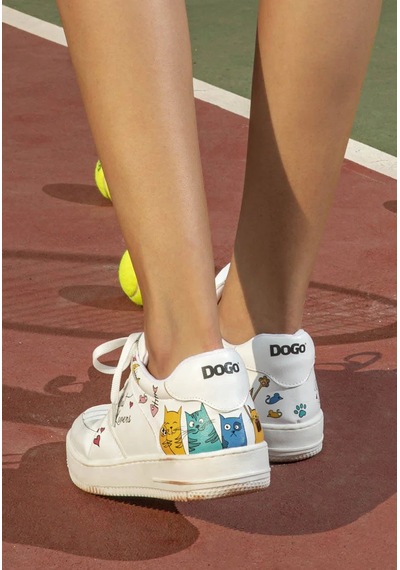 Dogo Cat Lovers Beyaz Kadın Sneaker Beyaz