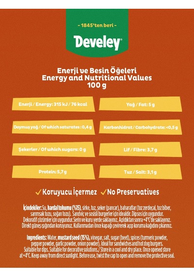 Develey Amerikan Stili Hardal 300ml X 1 Adet
