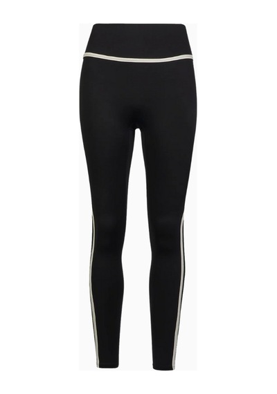 Because Of Alice Base Contrast Trim Leggings Yüksek Bel Şekillendirici Kadın Tayt Siyah