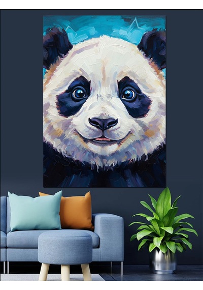 Karizma Tablo Çiçekli Su Altı Panda Dekoratif Kanvas - Mdf Ahşap Tablo